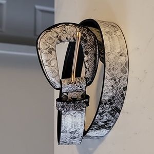 Lp blue x Linea Pelle snakeskin print vegan leather belt Grey